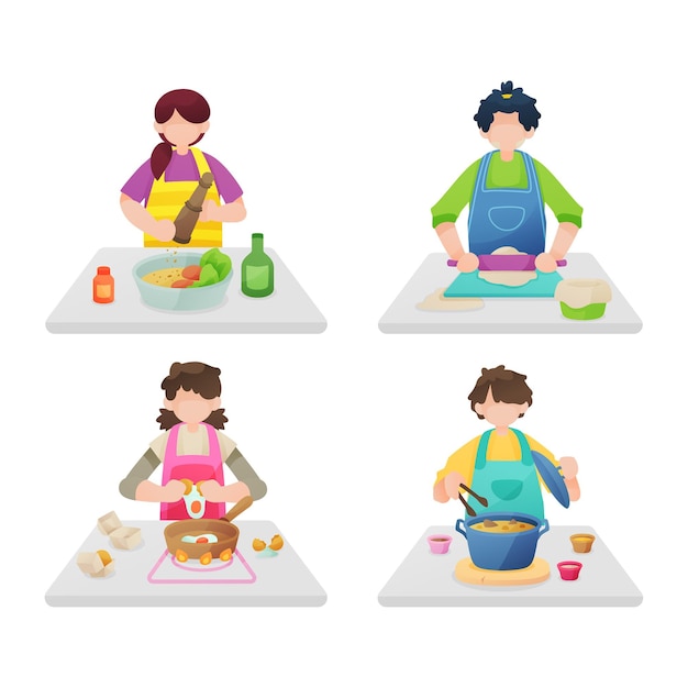 Vector gratuito concepto de cocina de personas