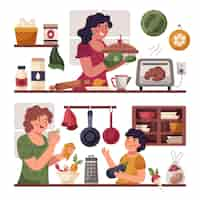 Vector gratuito concepto de cocina de personas