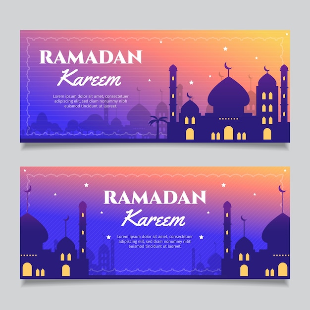 Concepto de colección de banner de ramdan de diseño plano