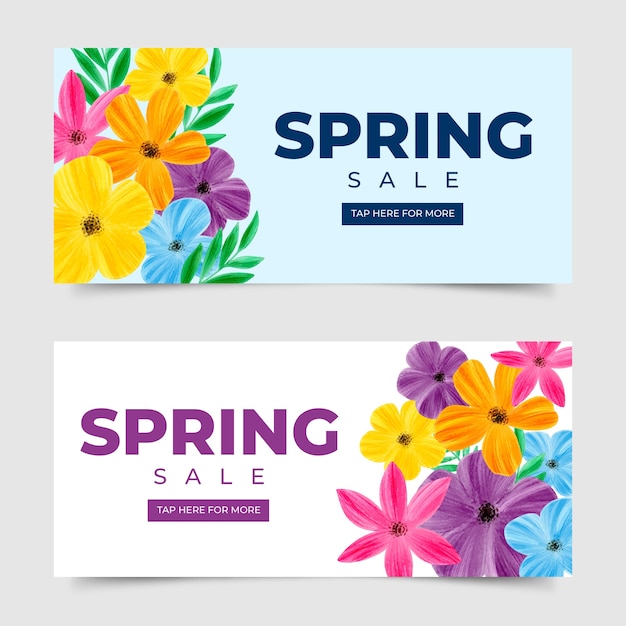 Vector gratuito concepto de colección de banner de venta de primavera acuarela