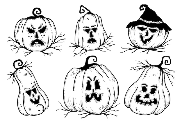 Vector gratuito concepto de colección de calabazas de halloween dibujadas a mano