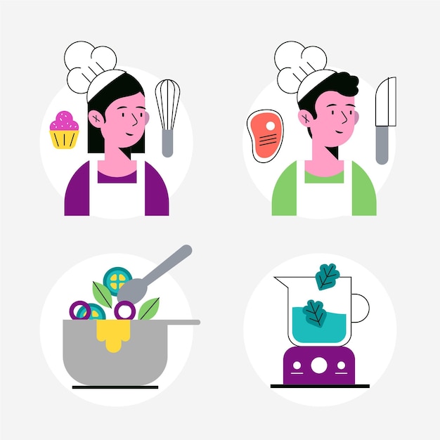 Concepto de colección de cocinero
