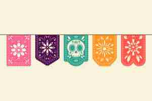 Vector gratuito concepto de colección colorida del empavesado mexicano