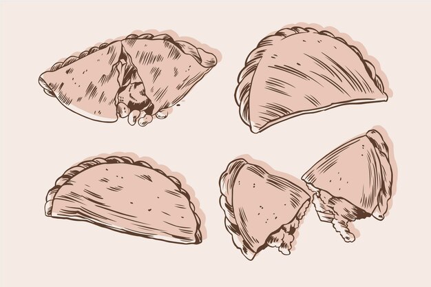 Concepto de colección de empanada monocromo