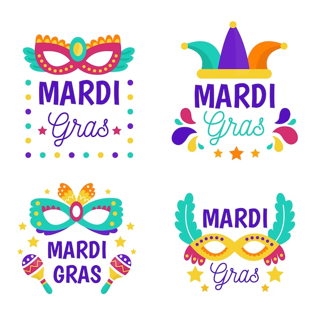 Vector gratuito concepto de colección de etiquetas de carnaval