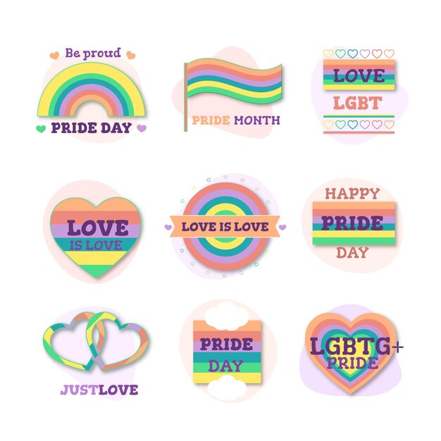 Concepto de colección de etiquetas del día del orgullo
