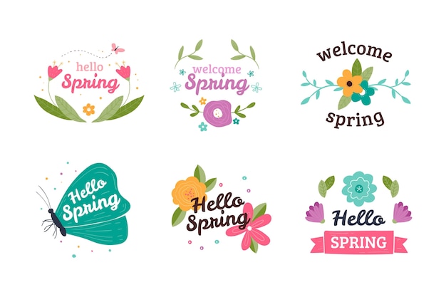 Concepto de colección de etiquetas de primavera
