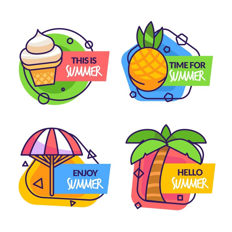 Vector gratuito concepto de colección de etiquetas de verano