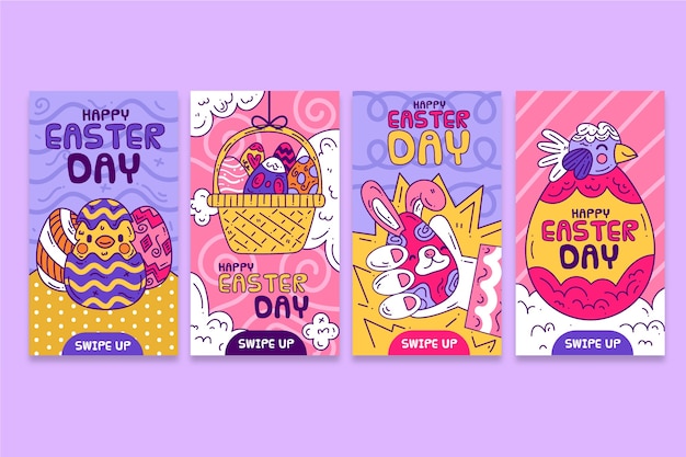 Concepto de colección de historias de instagram del día de pascua