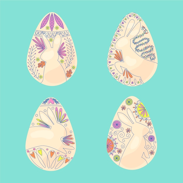 Vector gratuito concepto de colección de huevos de pascua dibujados a mano