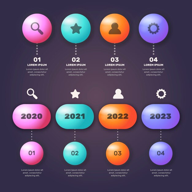 Concepto de colección de infografía brillante 3D