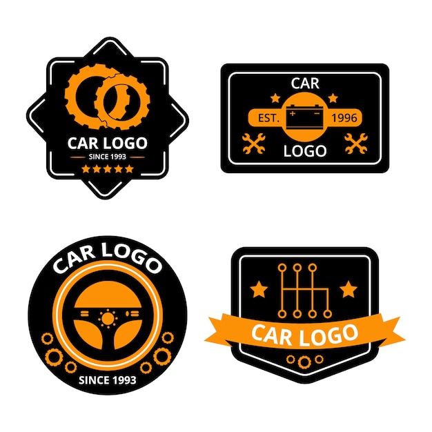 Concepto de colección de logotipo de coche de diseño plano