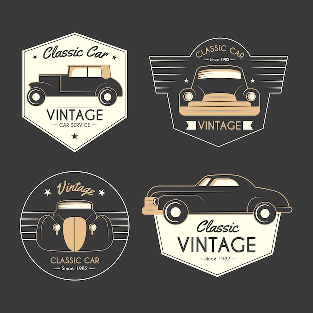Concepto de colección de logotipos de autos antiguos