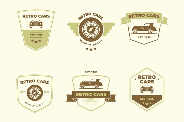 Concepto de colección de logotipos de autos antiguos
