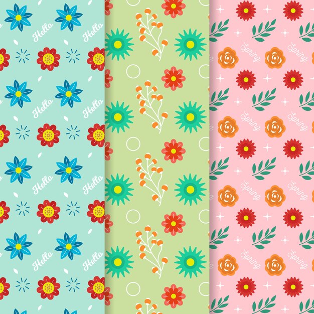 Concepto de colección de patrón de primavera de diseño plano