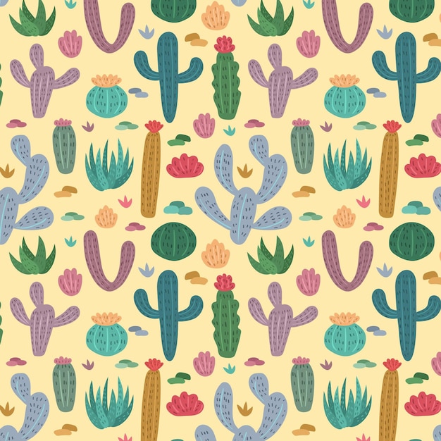 Vector gratuito concepto de colección de patrones de cactus