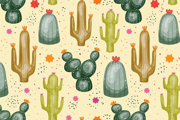 Vector gratuito concepto de colección de patrones de cactus