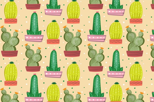 Vector gratuito concepto de colección de patrones de cactus