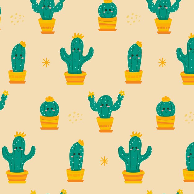 Vector gratuito concepto de colección de patrones de cactus