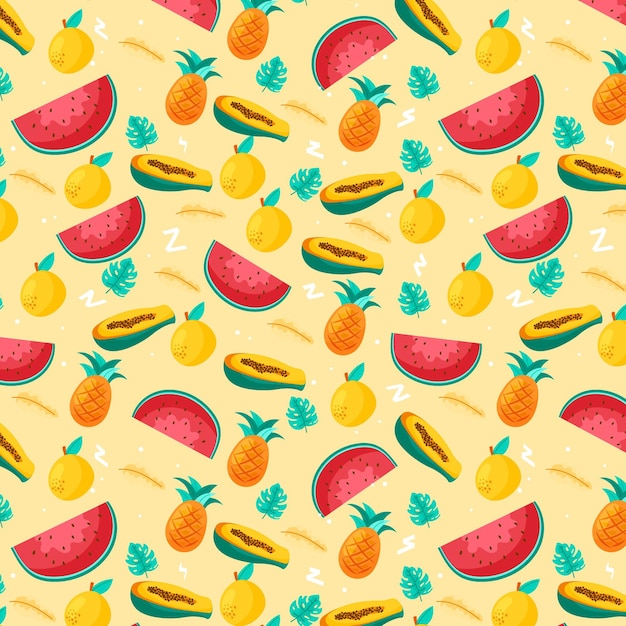 Concepto de colección de patrones de frutas