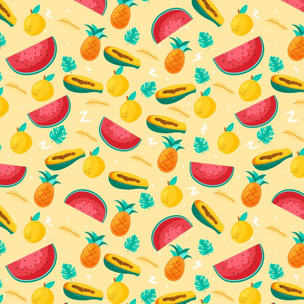 Concepto de colección de patrones de frutas