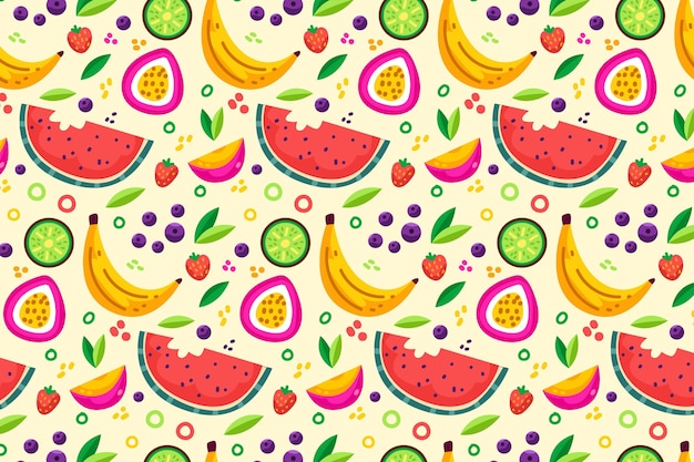 Vector gratuito concepto de colección de patrones de frutas