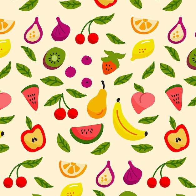 Vector gratuito concepto de colección de patrones de frutas