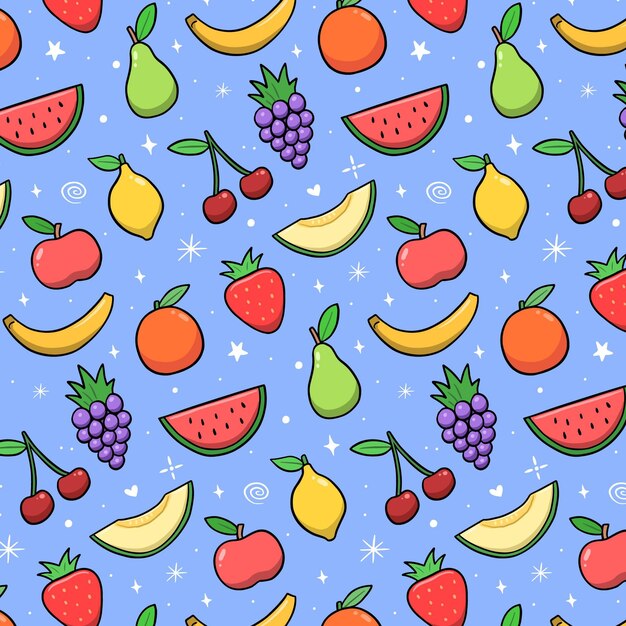 Concepto de colección de patrones de frutas