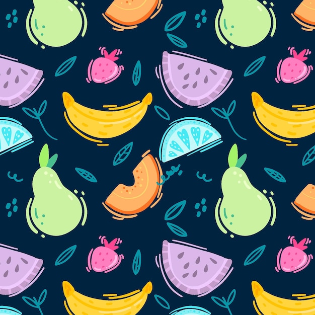 Vector gratuito concepto de colección de patrones de frutas