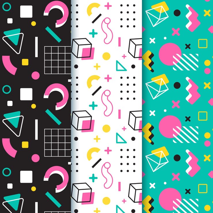 Vector gratuito concepto de colección de patrones de memphis