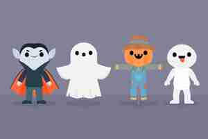 Vector gratuito concepto de colección de personajes de halloween