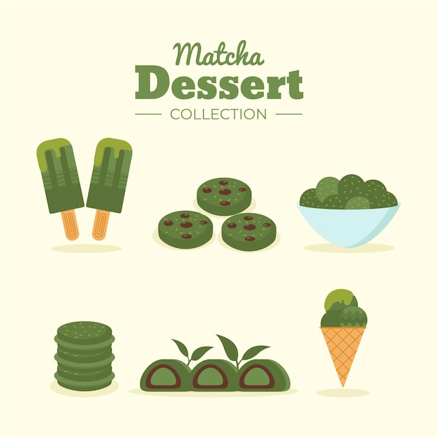 Concepto de colección de postres matcha