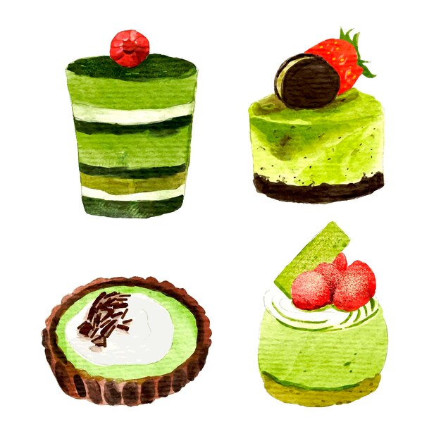 Concepto de colección de postres matcha