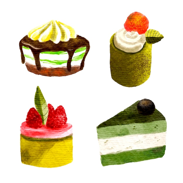 Concepto de colección de postres matcha