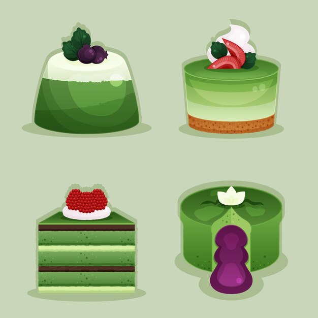 Concepto de colección de postres matcha