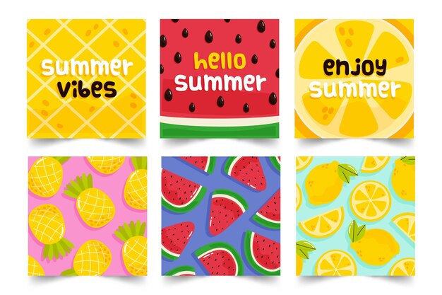 Concepto de colección de tarjetas de verano