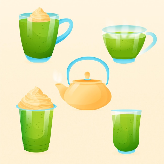 Concepto de colección de té matcha