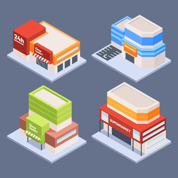 Concepto de colección de tienda isométrica