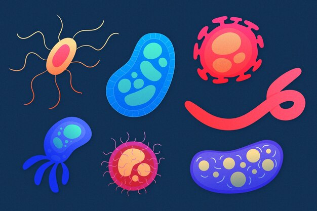 Concepto de colección de virus dibujados a mano