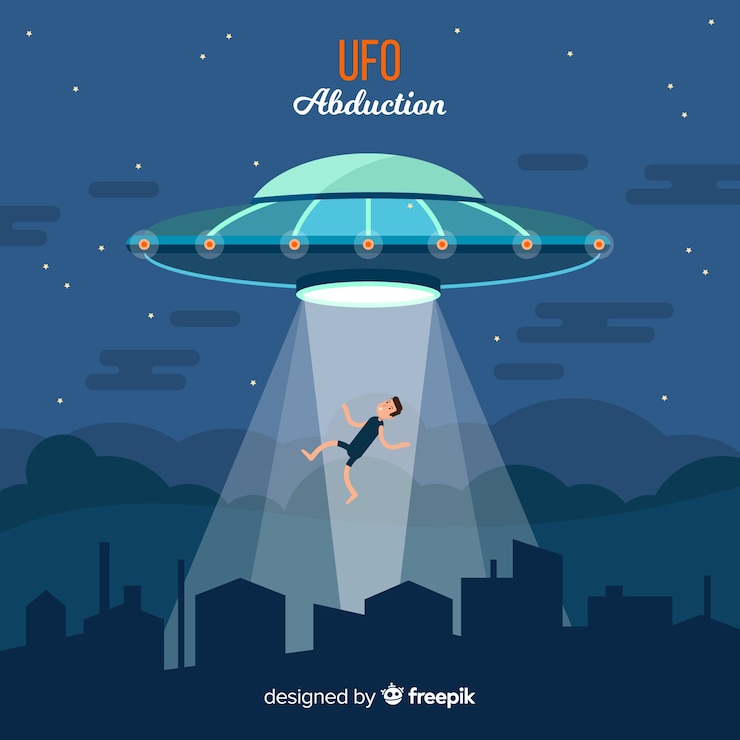 Vector gratuito concepto colorido de abducción de ovni con diseño plano