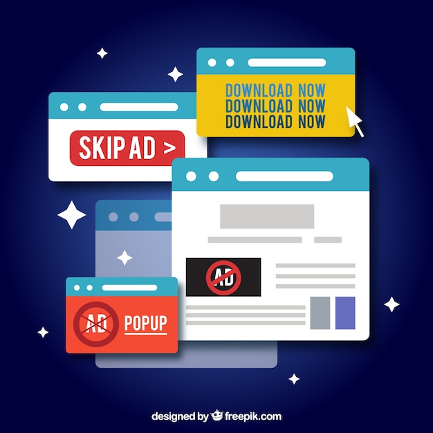 Concepto colorido de ad block con diseño plano