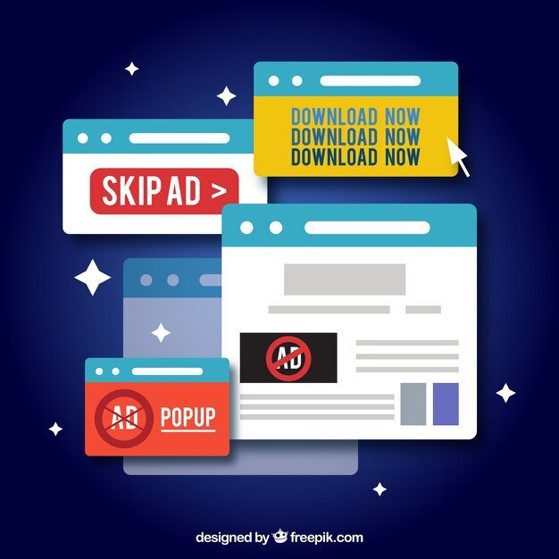 Concepto colorido de ad block con diseño plano