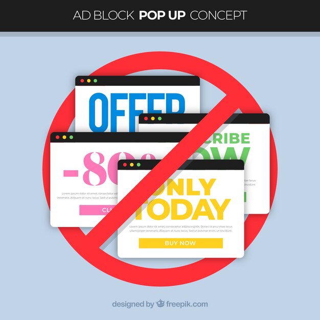 Concepto colorido de ad block con diseño plano