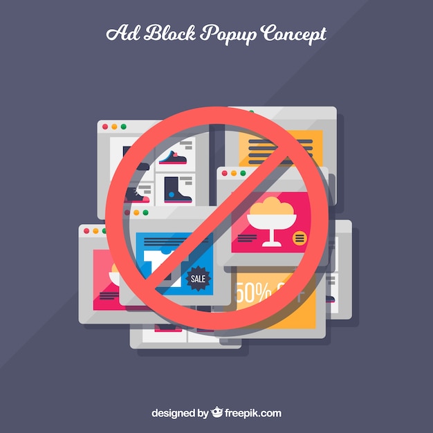 Concepto colorido de ad block con diseño plano
