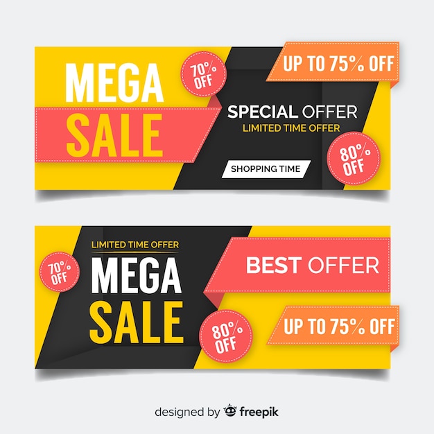 Concepto colorido de banners de mega sale