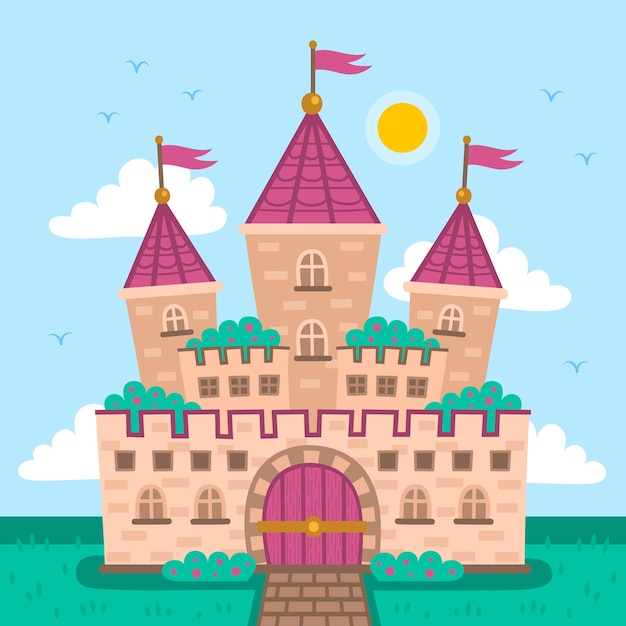 Vector gratuito concepto colorido castillo de cuento de hadas