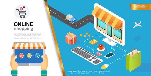 Concepto colorido de comercio electrónico