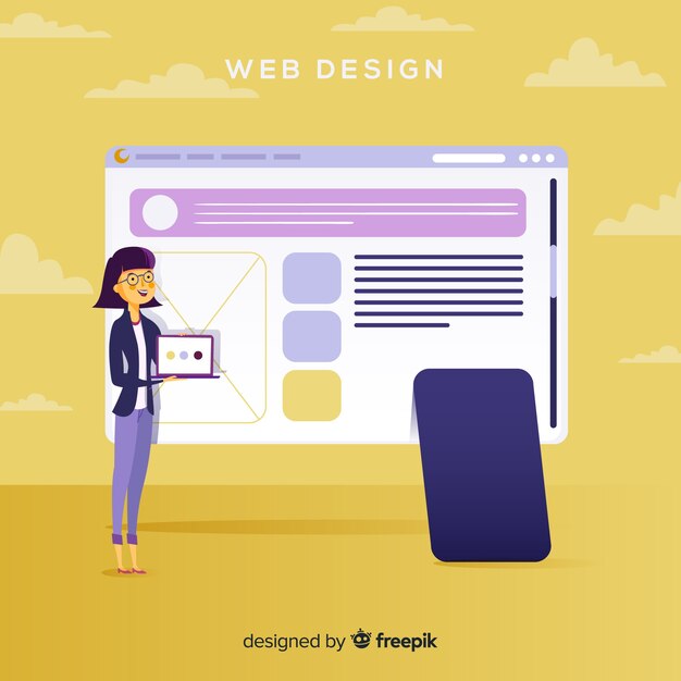 Concepto colorido de diseño web con diseño plano