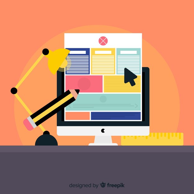 Concepto colorido de diseño web con diseño plano