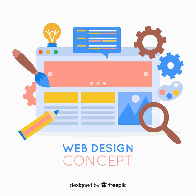 Concepto colorido de diseño web con diseño plano